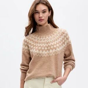NEW Tan and Cream Fair Isle Women's Sweater